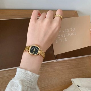 Đồng hồ thạch anh vuông vàng cổ điển Đồng hồ nhỏ tối giản dành cho nữ Dây đeo bằng thép không gỉ Đồng hồ đeo tay nữ