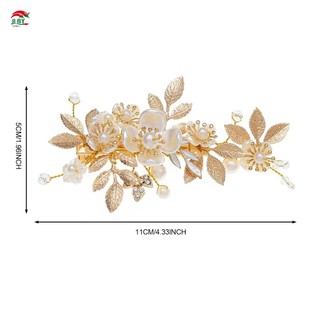 Tóc Barrettes với ngọc trai đính đá Trang trí khí chất Ổn định Grip Mũ lưỡi trai lá vàng