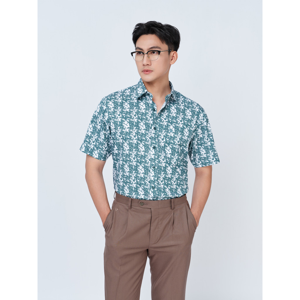 Sơ mi ngắn tay lai ngang VIETTIEN SMART CASUAL vải sợi tre phom REGULAR VT00000312