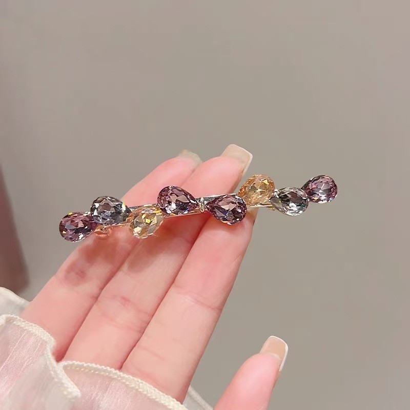 Mauropoli Kẹp Tóc Nơ Pha Lê Phẳng Thanh Lịch, Kẹp Bên Thời Trang Đơn Giản Cho Nữ