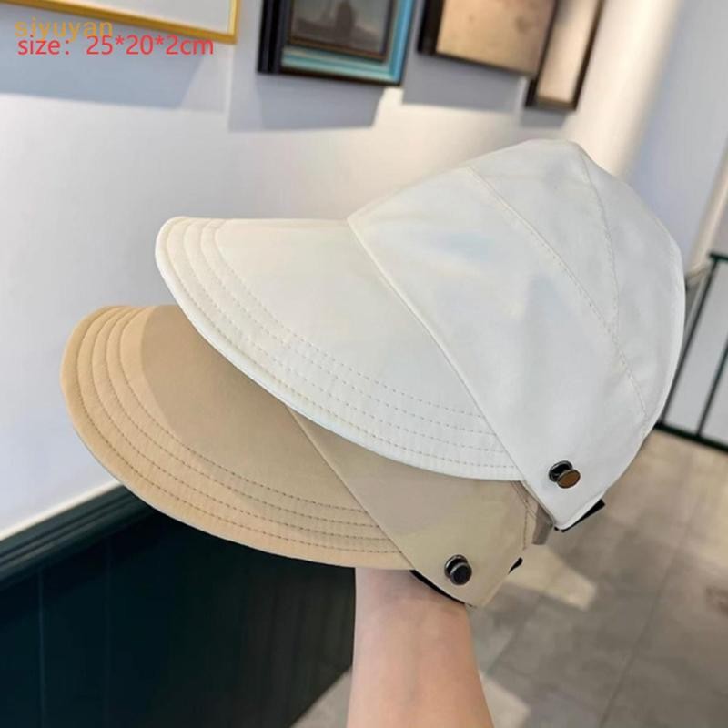 Siyuyan Mùa Hè Rộng Vành Sunhat Nữ Mũ Chống Nắng Có Thể Gập Lại Có Thể Điều Chỉnh Ngoài Trời Mũ Xô Đi Biển Chống Tia UV Tấm Che Người Cá Đuôi Ngựa Mũ VN