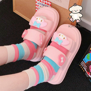 Xixitiao Sanrio Chính Hãng Co-Branded Dễ Thương Giai Điệu Giày Sandal Thời Trang Dép Nữ Mùa Hè Trong Nhà Ngoài Trời Đế Mềm Thoải Mái Flip-F