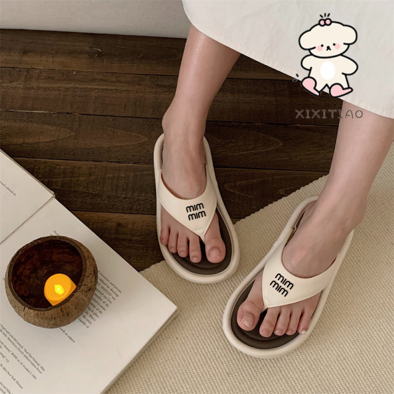 Xixitiao Màu Sắc Phù Hợp Với Chữ Cái Tiếng Anh Influencer Mùa Hè Nữ Cao Cấp Thường Ngày Ngoài Trời Mặc Dép Dép Dép Đế Dày Độc Đáo