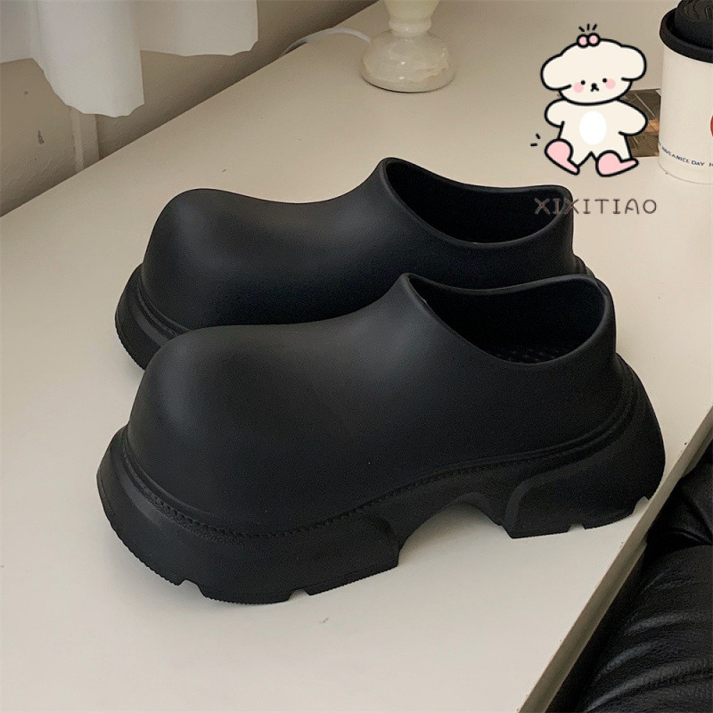 Xixitiao Mặc Ngoài Phong Cách Thường Ngày Slip-On Lười Nửa Dép Nữ Mùa Hè Đế Dày Tăng Cực Khoái Thoáng Mát Thời Trang Ngón Chân To