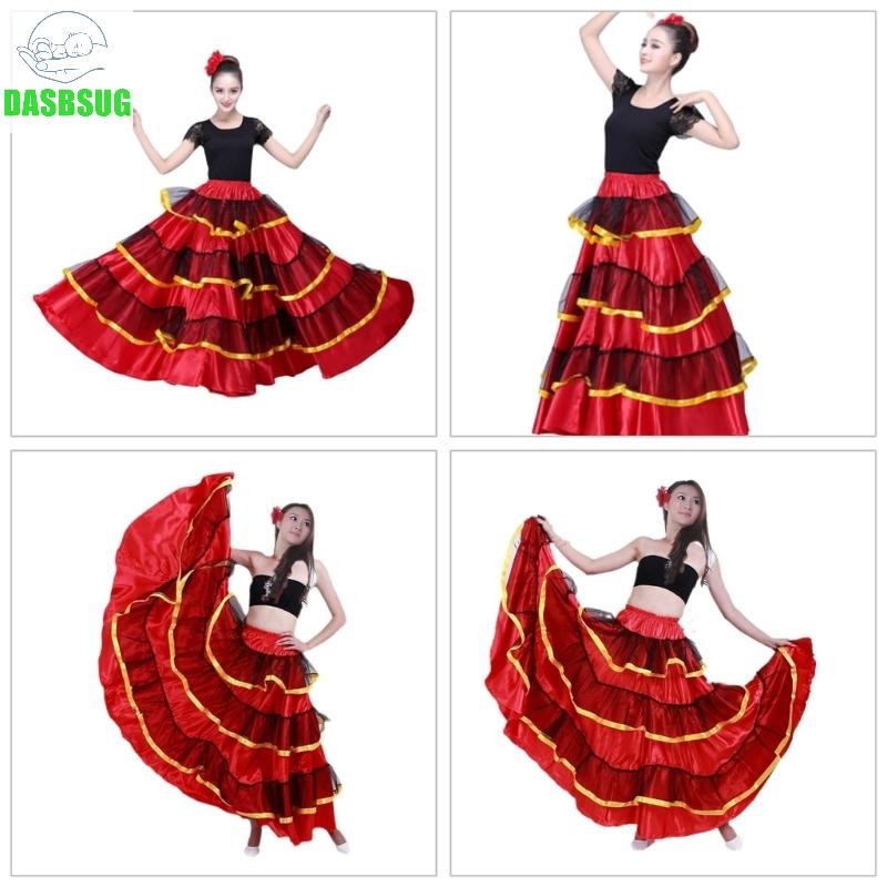 Dasbsug Váy khiêu vũ Flamenco thanh lịch Váy khiêu vũ bụng Váy khiêu vũ Flamenco Tây Ban Nha