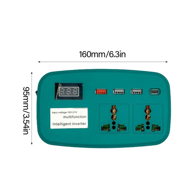 Bộ chuyển đổi nguồn biến tần thông minh USB và Type C GORD 100W 18V-21V sang 220V với màn hình Vôn kế