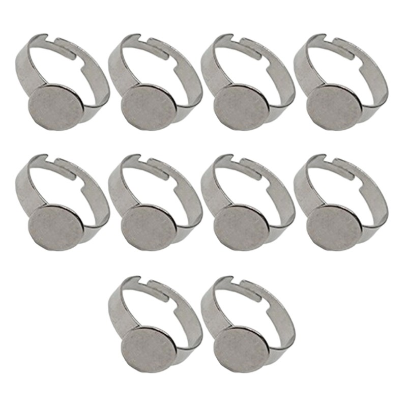 Nhẫn thép không gỉ, khung điều chỉnh linh hoạt - Bộ 10 chiếc cho trang sức handmade
