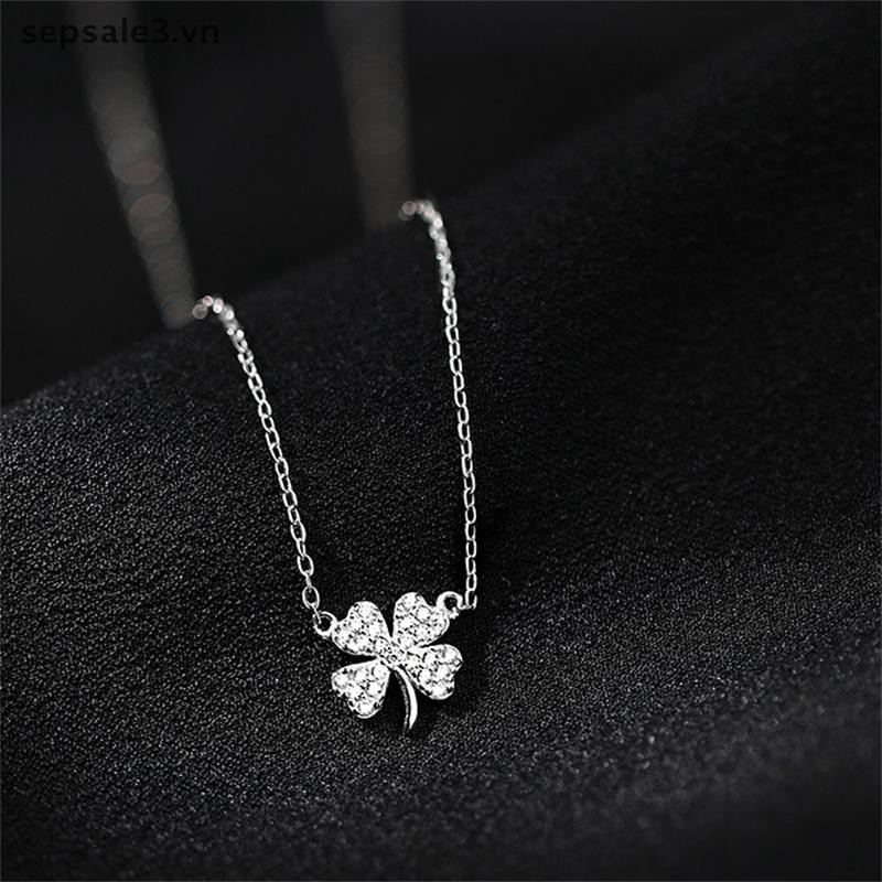 # Sepsale # Bốn lá Cỏ Ba Lá May Mắn Áo Len Chokers Vòng Cổ Pha Lê Zircon Mặt Dây Chuyền Dây Chuyền Vòng Cổ Cho Nữ Trang Sức.