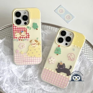 Ốp Điện Thoại 2 Trong 1 Happy Puppy Dễ Thương Cho Xiaomi Poco C85 C85X F8 Pro Ultra X8 Pro Max X4 Pro M8 Pro M7 Plus 5G 4G Ốp Lưng Cứng Chống Rơi Hoa Hoạt Hình Chó Mèo Màu Kẹo Vỏ