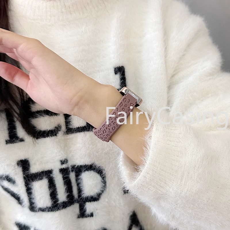 Dây đeo thể thao silicon mềm cho Huawei Band 11 pro 10 9 8 7 6Pro Dây đeo vòng tay thay thế in họa tiết da báo