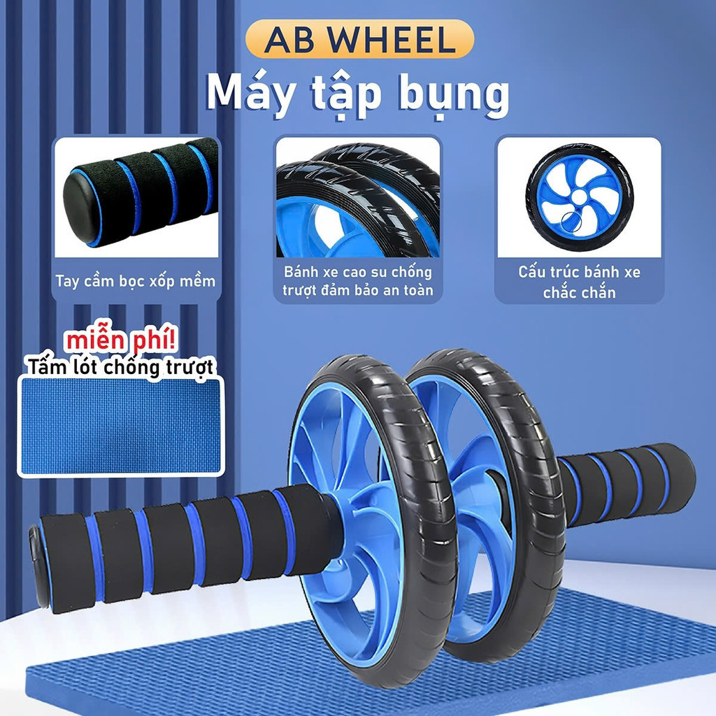 Ảnh -BG- TDR-100  Lăn Tập Bụng 2 Bánh luyện tập săn chắc CƠ Bụng, hỗ trợ thăng bằng 3