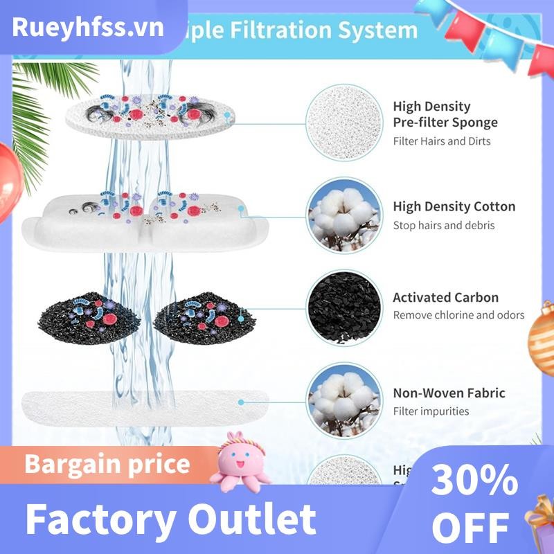 Thay thế bộ lọc đài phun nước cho mèo 7L / 230oz / 1.8G Bộ lọc và miếng bọt biển bằng thép không gỉ cho thú cưng 8 bộ