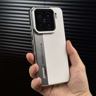 Ốp điện thoại Xiaomi 15 Pro phong cách kinh doanh tối giản, phiên bản camera, da màu khối, họa tiết litchi Xiaomi 14, hàng hóa có lỗ lớn 13U