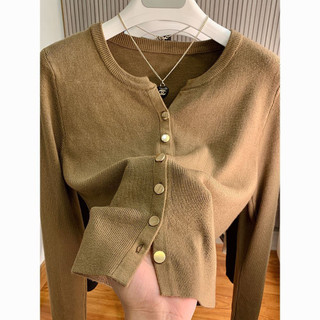 Áo khoác Cardigan dệt kim K đơn có nút đồng dài tay