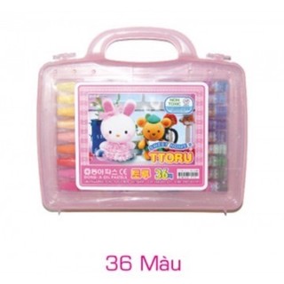 Màu sáp dầu oil pastel vali, hộp nhựa có quai xách Hàn Quốc DOOLY TTORU Dong A D.A P&T. -