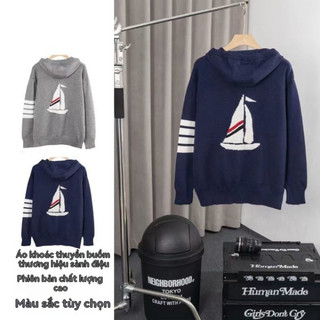Áo khoác dệt kim có mũ trùm đầu phía sau Sailing Bốn thanh Áo nỉ thông thường Cặp đôi phù hợp