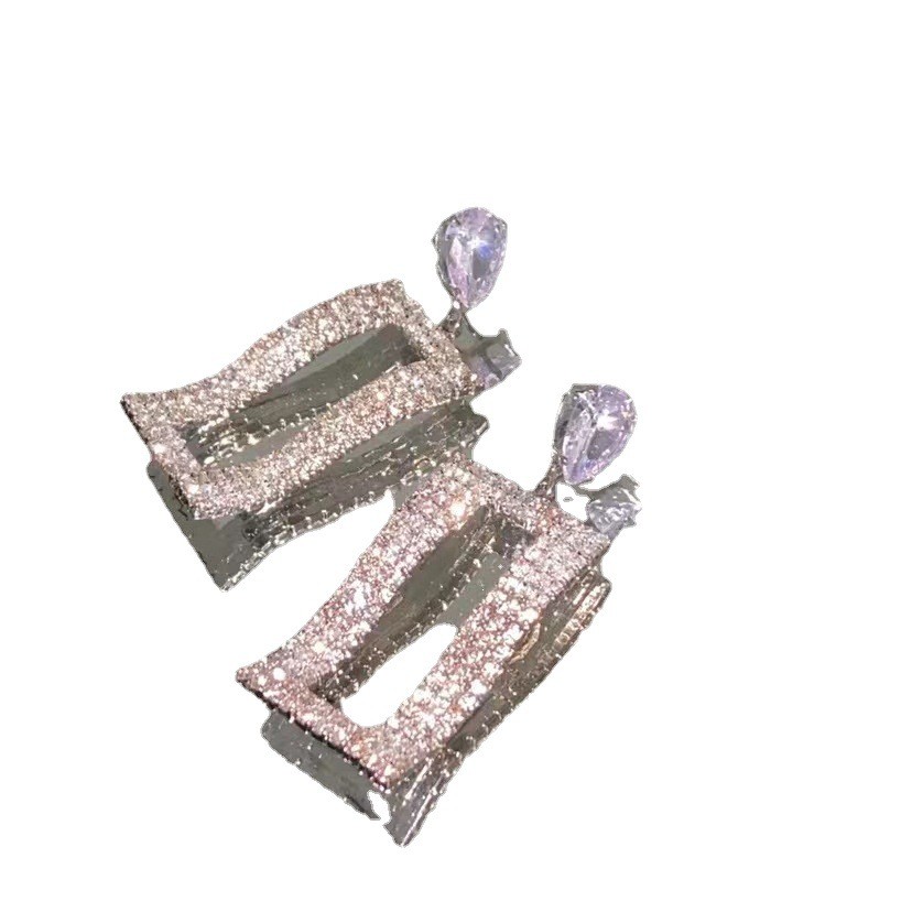 ❣️Full Kim Cương Zircon Hình Học Bông Tai Kết Cấu Sang Trọng Ánh Sáng Kim Cương Sang Trọng Người Nổi Tiếng Cao Cấp Bông Tai