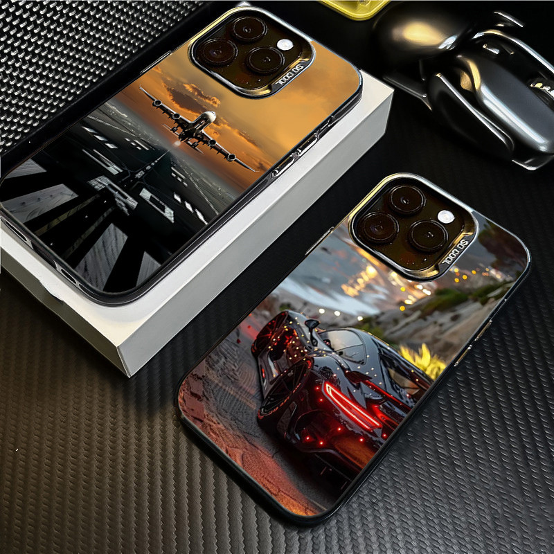 Dành Cho iPhone16 15 14 13 12 11 Pro Max 16e Cho iPhone XS Max X XR 8 7 Plus SE2020 2022 Dazzling Ô Tô Máy Bay Bạc IMD Kim Loại Cứng Chống Sốc