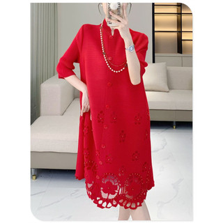 Miyake Xếp Ly Nặng Tay Nghề Thủ Công Rỗng Đính Hạt Đầm Nữ Phong Cách Mới Thiết Kế Thời Trang Cảm Thấy Tính Khí Cao Cấp Mỏng Hơn Nhìn Trượt Tuyết