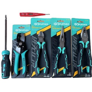 Combo 6 món dụng cụ làm điện bao gồm kìm điện, kìm cắt, kìm nhọn, kìm cắt tuốt, tô vít 2 đầu từ hãng Gofuther