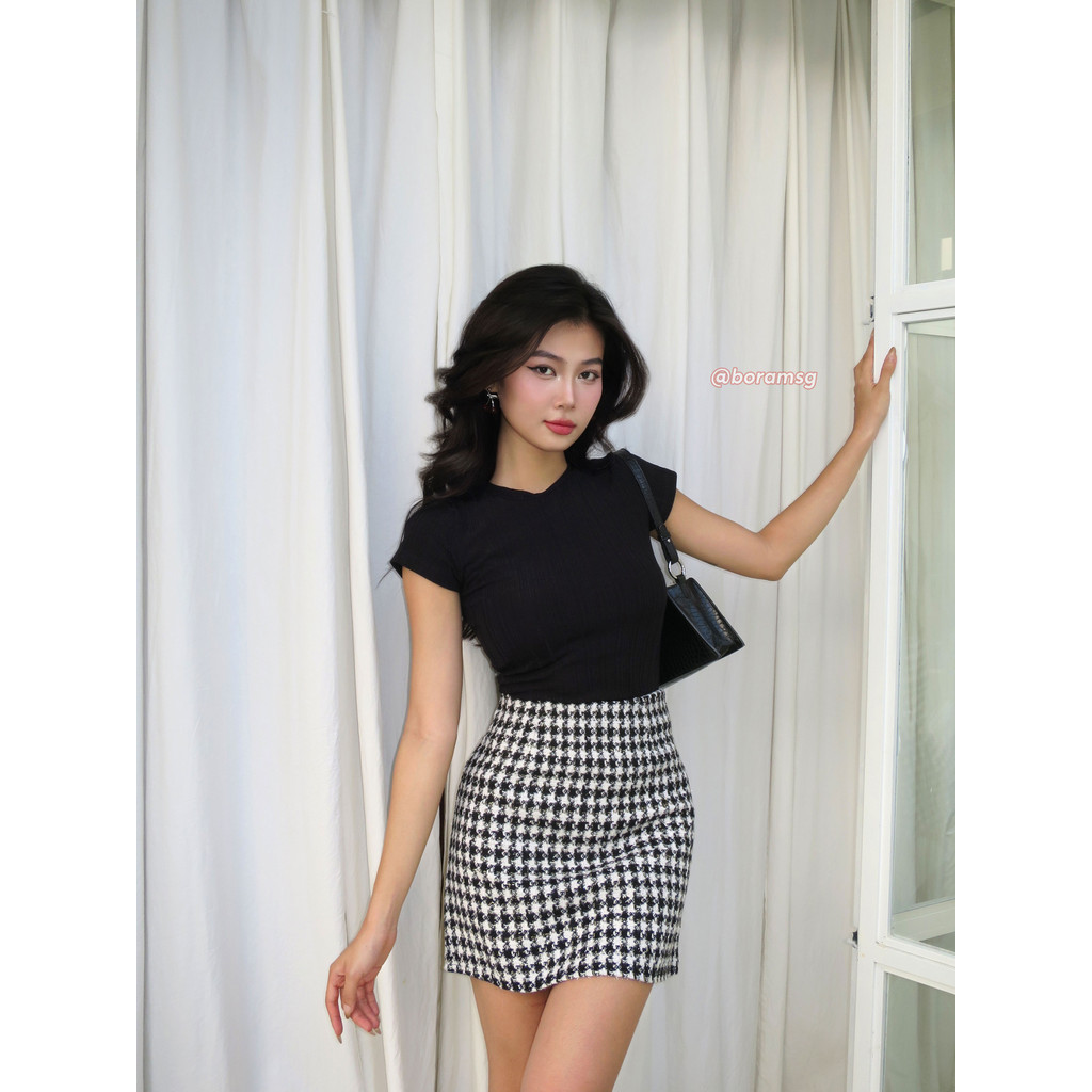 Chân váy dạ bố chữ A, chân váy tweed cao cấp BORAM SG (có quần bảo hộ)