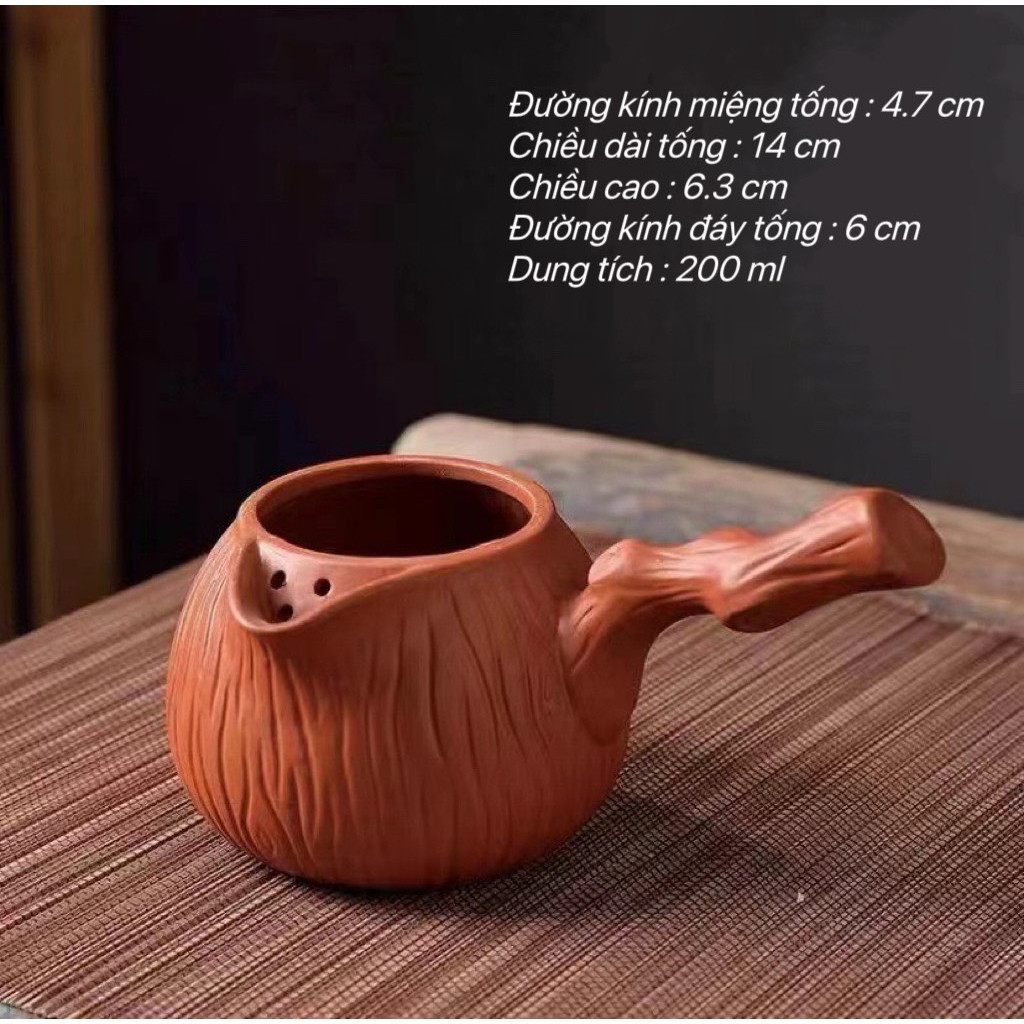 Tống chuyên trà bằng gốm tử sa cán ngang dung tích 200 ml