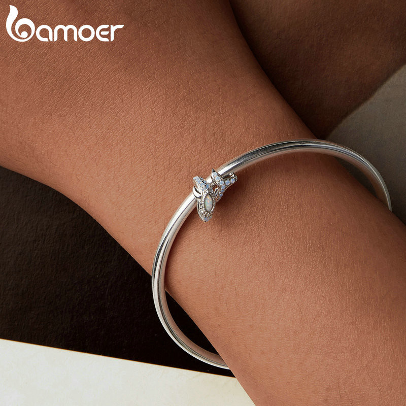 Bamoer 925 Sterling Sliver Charm WhaleStarfish Dreamy Shell Thiết Kế Mặt Dây Chuyền Xanh Dương Phụ Kiện Cho Vòng Tay Quà Tặng Cho Nữ Bé Gái