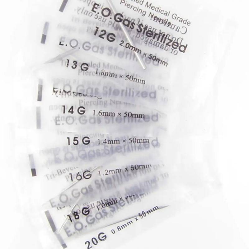 20 Chiếc Kích Thước Hỗn Hợp Vô Trùng 12 / 14 / 16 / 18 / 20g Cơ Thể Tai Xuyên Kim 316l Y Tế Thép Không Gỉ Cơ Thể Kim Hình Xăm Xuyên Tai Mũi