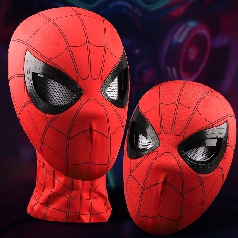 1: 1 Mascara Người Nhện Mũ Cosplay Người Nhện Cảm Ứng Đèn Led Di Chuyển Mắt Mặt nạ Điện Tử Đàn Hồi Vải Đồ Chơi