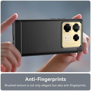 Dành cho infinix Note 40 Pro / Note 40 Pro 5G / Note 40 Pro + 5G Ốp điện thoại mỏng sang trọng [Chống vân tay bằng sợi Carbon] Vỏ bảo vệ chống sốc giáp mềm SMF01