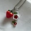 BTF Sweet Strawberry Đính Hạt Mặt Dây Chuyền Quyến Rũ Cho Điện Thoại Di Động Và Móc Khóa Dây Điện Thoại