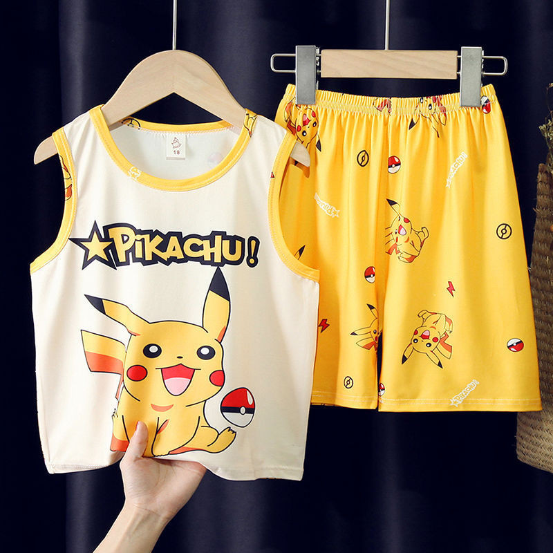 Trẻ Em Bộ Đồ Ngủ Trẻ Em Áo Quần Short Bộ Trẻ Em Điều Hòa Quần Áo Bé Gái Bé Trai Hoạt Hình Vừa Lớn Trẻ Em Mỏng Quần Áo Nhà 90-160 Kích Thước TC9C