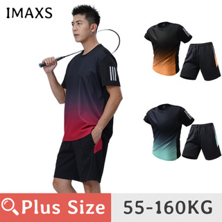 55-160kg PLUS Size 2 CÁI Nam Chuyển Màu In Bộ Đồ Cầu Lông Kích Thước Lớn Chạy Bộ Áo Thun Quần Short Thoáng Khí Thể Thao