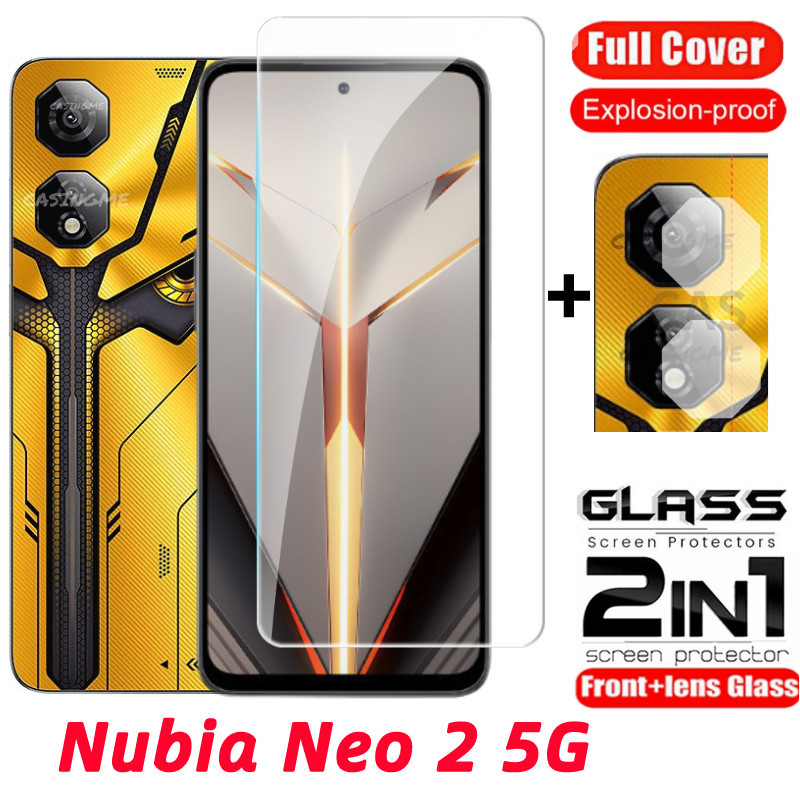 Nubia Neo 2 5G Phim Bảo Vệ Màn Hình 2 Trong 1 Full Cover Kính Cường Lực Cho ZTE Nubia Neo 2 Neo2 NibiaNeo2 2Neo 5G 4G 2024 Mặt Trước Phim Mặt Sau Ống Kính