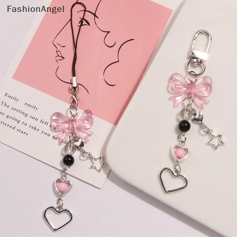 FashionAngel Goth Y2K Điện Thoại Quyến Rũ Nơ Trái Tim Ngôi Sao Móc Khóa Mặt Dây Chuyền Túi Dây Xích Điện Thoại Phụ Kiện Dễ Thương Cho Bé Gái Nữ Trang Sức TH