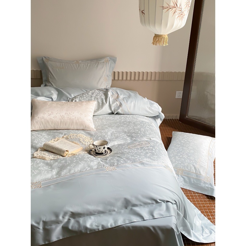 (L4356)Bộ Chăn Ga Gối Lụa Jacquard Bộ Sưu Tập Venice Cao Cấp - MemMinbedding Luxury