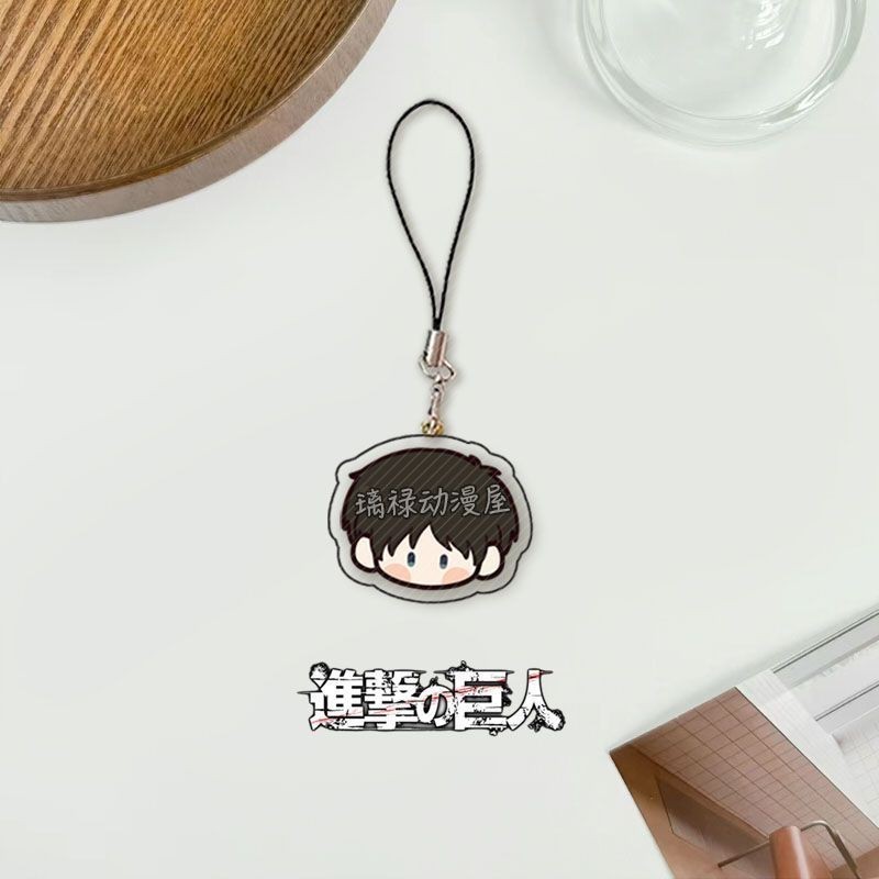 Tấn công Titan Điện Thoại Di Động Dây Eren Levi Erwin Acrylic Mặt Dây Chuyền Kawaii Dây Treo Dây Điện Thoại Trang Trí