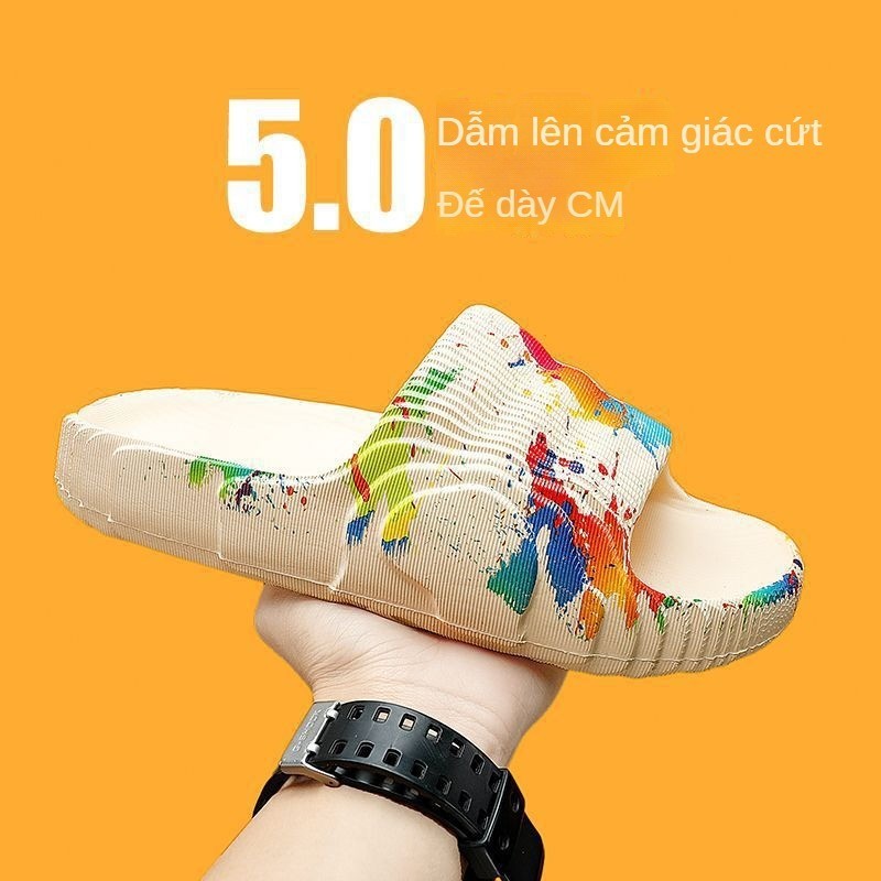 Dép Mùa Hè Nam EVA Giải Trí Cặp Đôi Chống Trơn Trượt Bãi Biển Trong Nhà Phòng Tắm Flats Ourdoor Trượt Graffiti Đế Dày Sáng Tạo Thường Ngày