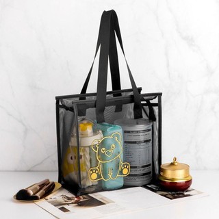 Túi giặt ROOMYCO, có dây kéo Túi Tote đi biển, Túi trong suốt lưới Nylon hoạt hình hoa thời trang dành cho nữ