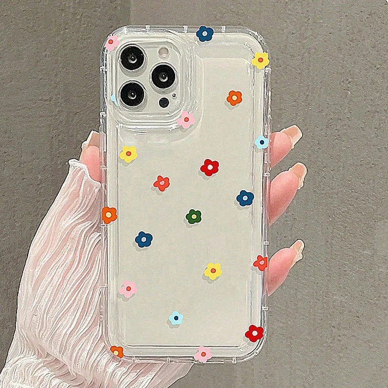 Dành Cho IPhone 16 11 14 15 12 13 Pro Max 16e 8 7 Plus XR X XS Max SE2020 2022 Vỏ Ngôi Sao Hoa Nhỏ Trong Suốt Mềm Chống Sốc Silicon