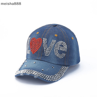 Meisha888 Mới Hip Hop Denim Kim Cương Giả Sáng Tạo Môi In Bóng Chày Chữ Tình Yêu Tấm Che Mũ Dành Cho Nam Và Nữ Mũ Cao Bồi