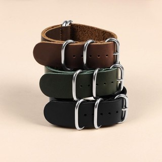 Cao Cấp NATO Da Thật Chính Hãng Dây Đeo Đồng Hồ 18mm 20mm Vòng Da Dây Đeo Đồng Hồ 22mm Vòng Tay Nam Nữ Da Đồng Hồ Đa Năng Thay Thế Burst Crack Kinh Doanh Cổ Điển