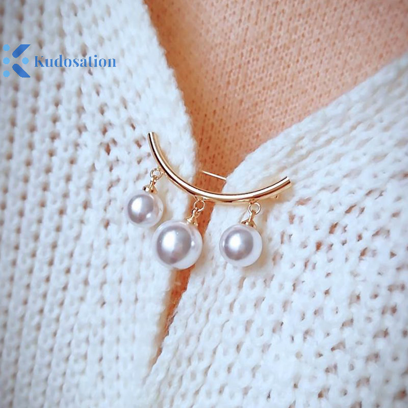 Kudosation Ngọc Trai Thời Trang Cố Định Dây Đeo Quyến Rũ An Toàn Pin Trâm Áo Len Cardigan Kẹp Dây Xích