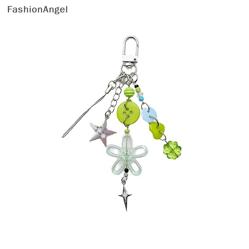 Fashionangel Thời Trang May Mắn Cỏ Ngôi Sao Trái Tim Điện Thoại Ch Dành Cho Nữ Bé Gái Dễ Thương Bốn Lá Cỏ Ba Lá Đính Hạt Móc Khóa Túi Mặt Dây Chuyền Trang Trí Quà Tặng TH