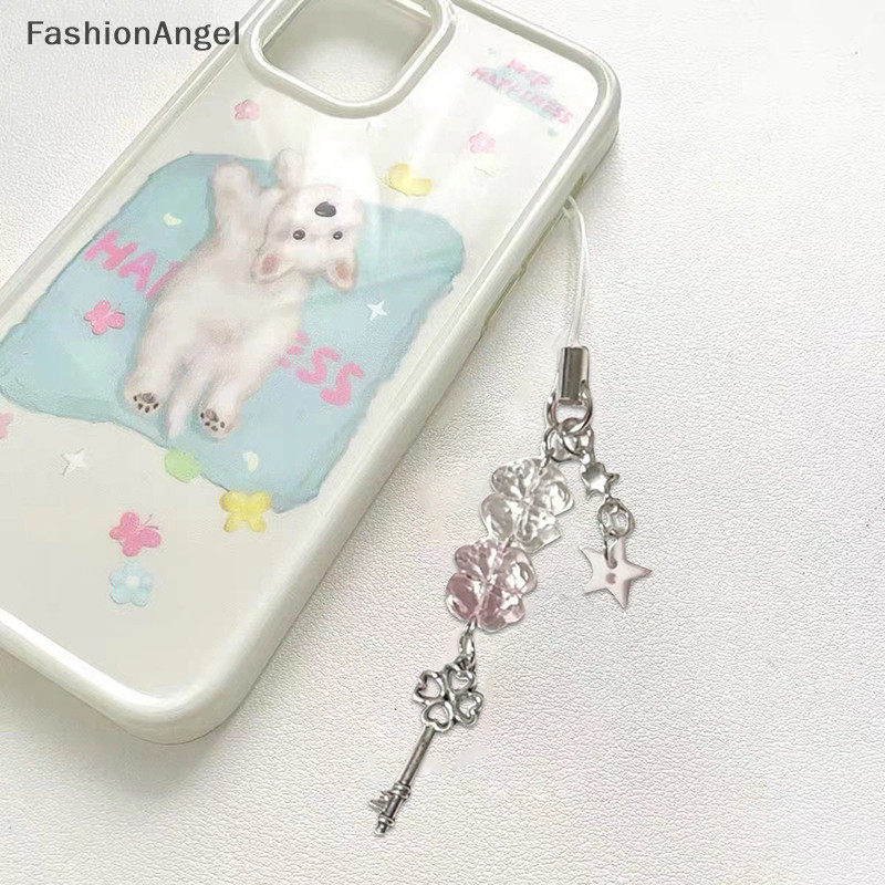 FashionAngel Handmade May Mắn Đính Hạt Dây Xích Điện Thoại Bốn Lá Cỏ Ba Lá Điện Thoại Di Động Ch Nhiều Màu Sắc Móc Khóa Túi Mặt Dây Chuyền Phụ Kiện Trang Sức TH