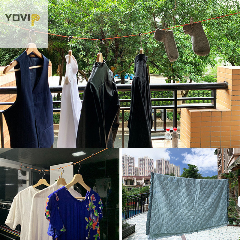 Yovip 1 Dây phơi quần áo có thể điều chỉnh 393,7 inch Dây phơi quần áo du lịch ngoài trời Dây quần áo di động trong nhà và ngoài trời Dây quần áo vô hình có thể thu vào Thích hợp để cắm trại Câu cá hoang dã và các sản phẩm khác