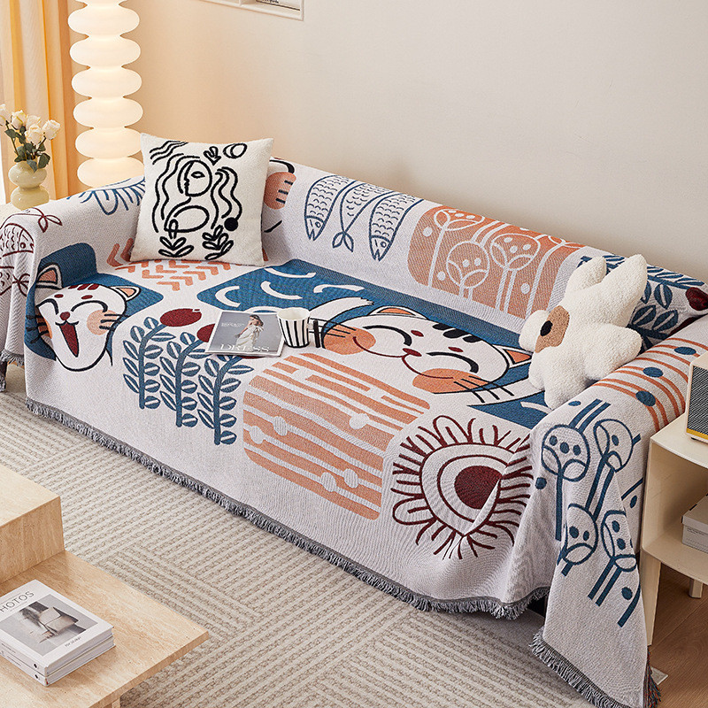 Vỏ sofa tua rua đơn giản hiện đại, Vỏ một mảnh, Chăn sofa chống trượt đa năng dày dặn và chống trầy xước cho mèo, Thích hợp cho ghế sofa hình chữ L
