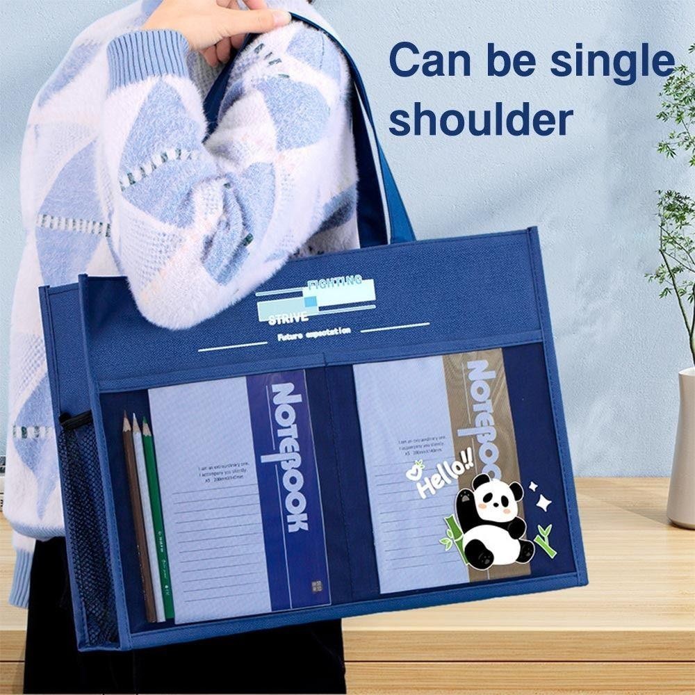 Túi đi học Tote TUYỆT VỜI, Túi dạy kèm dung lượng lớn di động, Túi đựng hồ sơ Panda A3 hoạt hình nhiều lớp sáng tạo dành cho học sinh