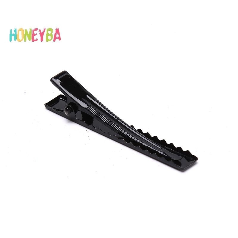 < Honeyba > 100 Chiếc Kẹp Tóc Màu Đen Đơn Prong Cá Sấu Kẹp Tóc Cài Đặt Trống Kẹp Tóc