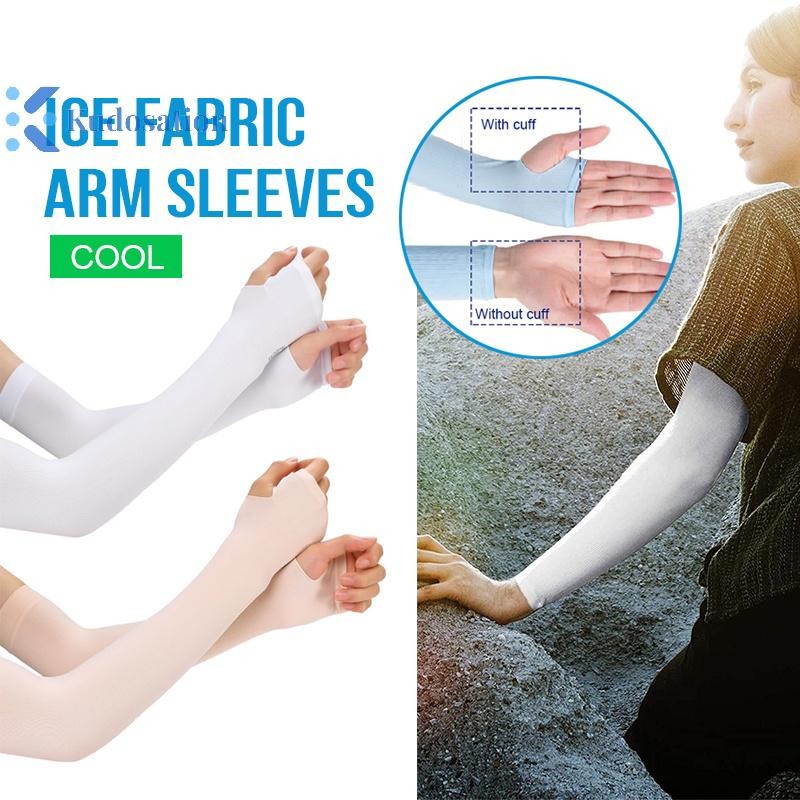 Kudosation Mùa Hè Băng Lụa Dài Tay Chống Nắng Bao Tay Nam Nữ Vòng Tay Mới Thoáng Mát Tay Chống Tia UV Đi Xe Đạp Tay Áo Ngón